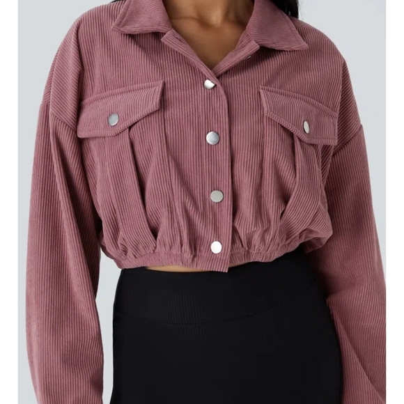 HALARA Rose Pink Corduroy Utility Jacket - Picture 3 of 4